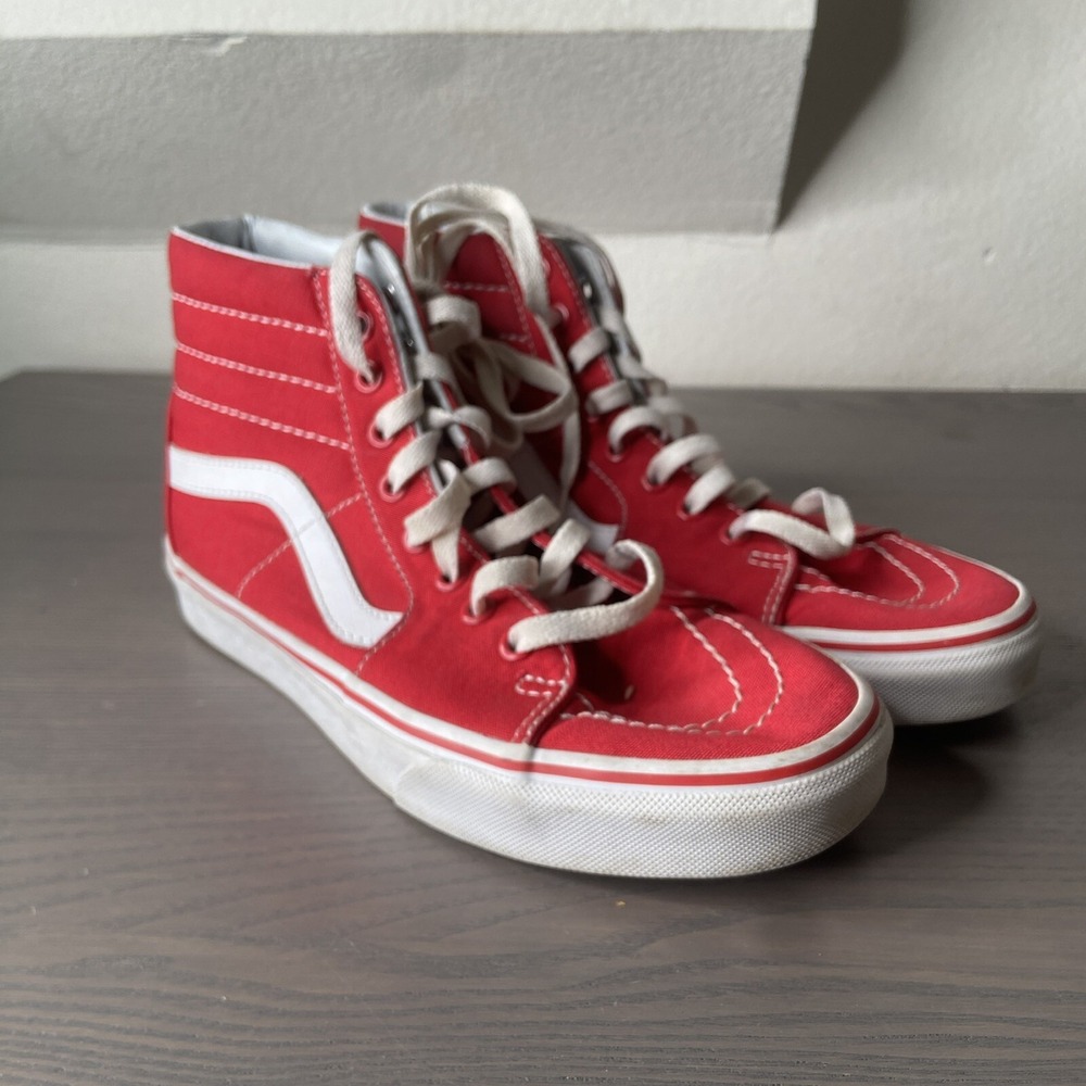 Vans Off The Wall Sk8-Hi Sneakers Shoes Mens Size 7 Red Preowned‎ Skateboard